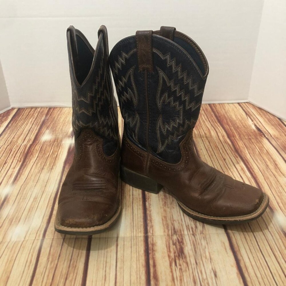 Ariat Kids Size 2.5 Brown Leather Cowboy Western Boots Square Toe Style 10021591